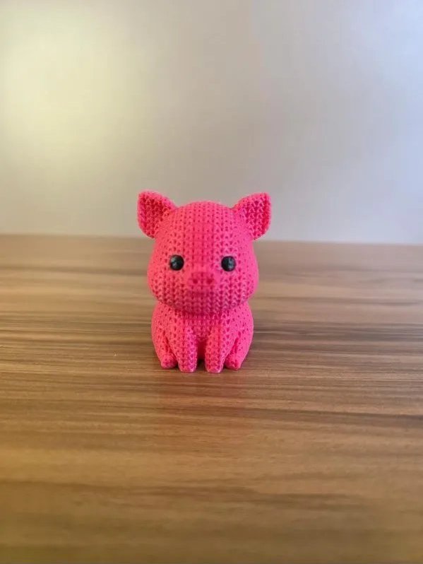 Escultura Decorativa Porquinho 3D Estilo Tricô para Mesa Quarto Infantil Presente