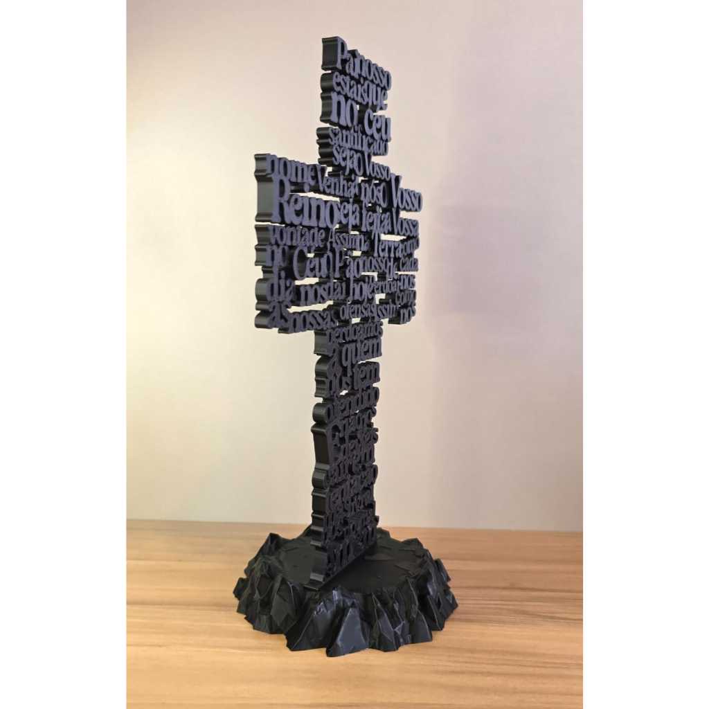 Cruz Pai Nosso Decorativa Religiosa Cristã em Impressão 3D para Mesa Presente