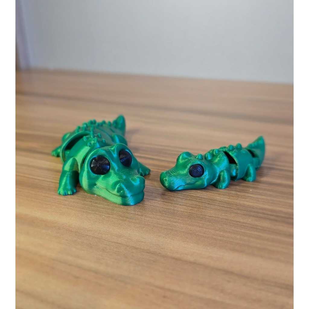 Jacaré Articulado 3D Kit Pai e Filhote Fidget Sensorial Antiestresse