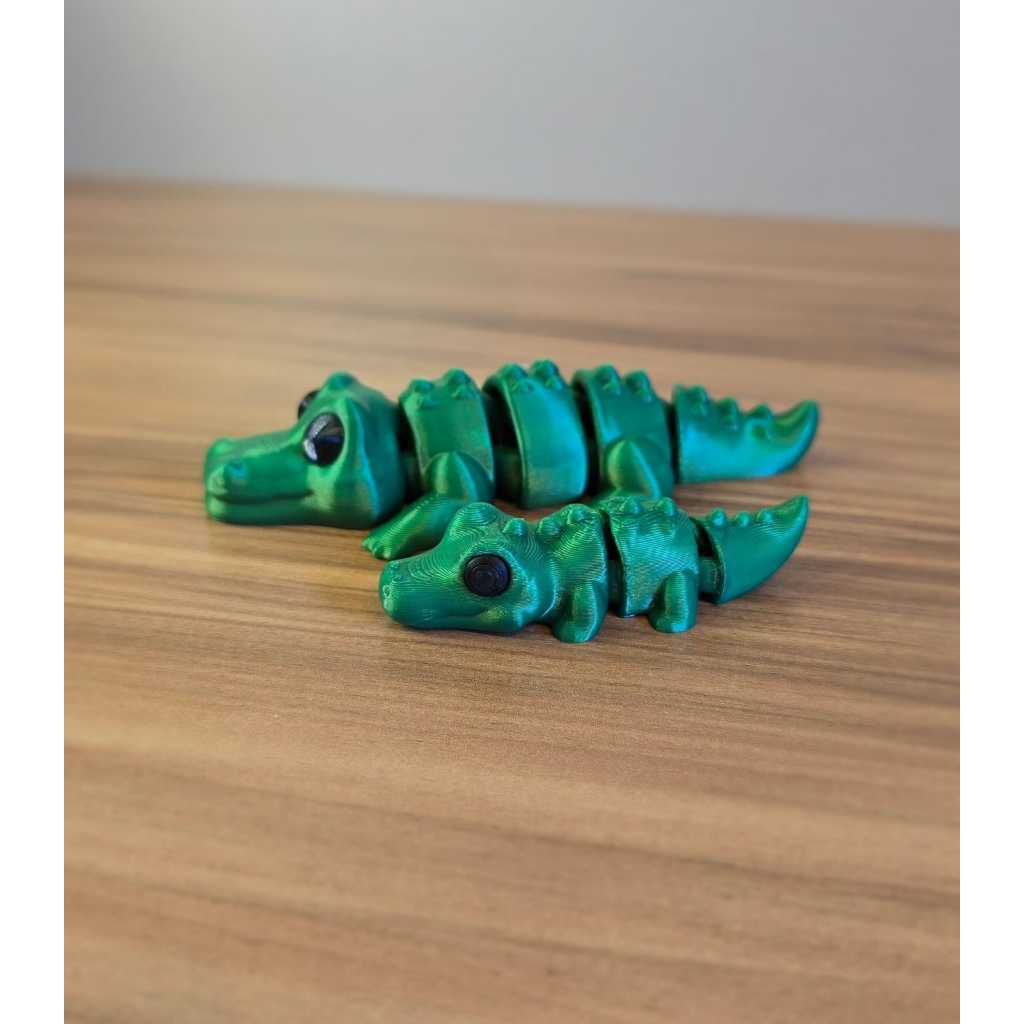 Jacaré Articulado 3D Kit Pai e Filhote Fidget Sensorial Antiestresse Flexível