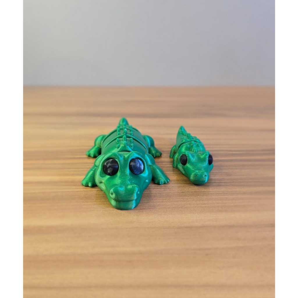 Jacaré Articulado 3D Kit Pai e Filhote Fidget Sensorial Antiestresse Flexível