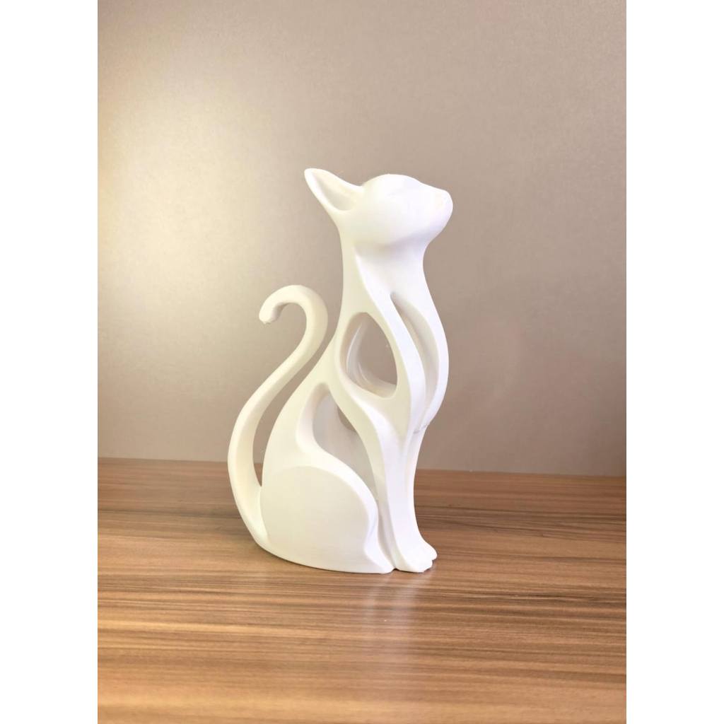 Gato Decorativo 3D Moderno Vazado Estilo Minimalista