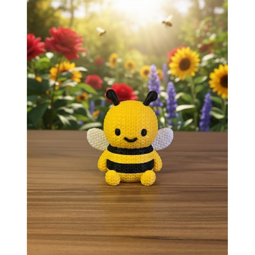 Abelhinha Decorativa 3D Estilo Amigurumi Miniatura Fofa para Mesa Quarto Infantil Presente