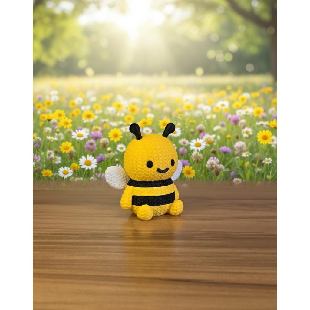 Abelhinha Decorativa 3D Estilo Amigurumi Miniatura Fofa para Mesa Quarto Infantil Presente