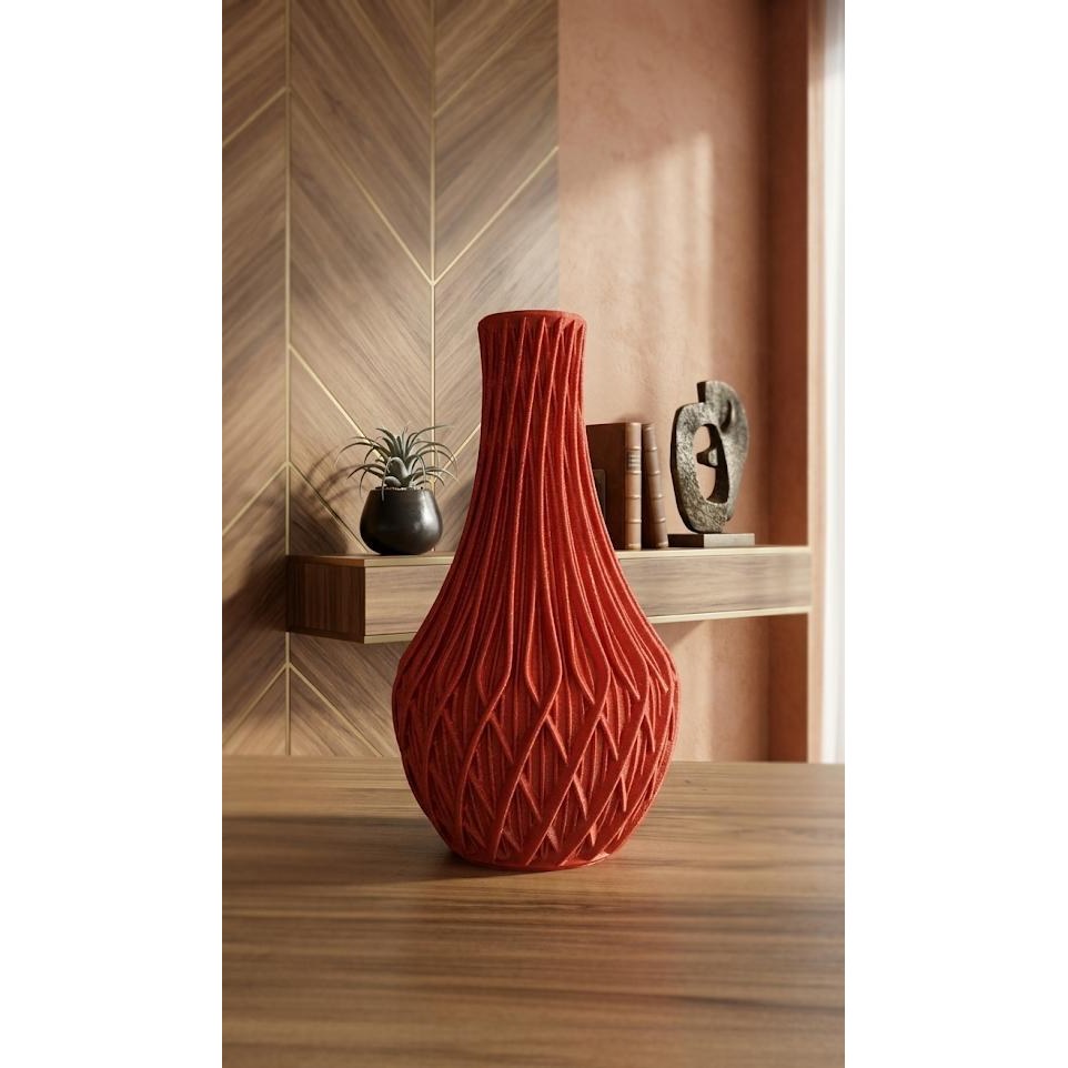 Vaso Decorativo Moderno Texturizado Design Elegante Impressão 3D para Sala e Mesa