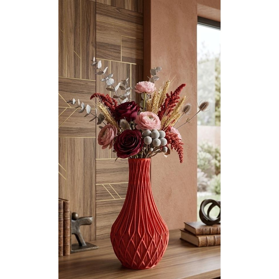 Vaso Decorativo Moderno Texturizado Design Elegante Impressão 3D para Sala e Mesa