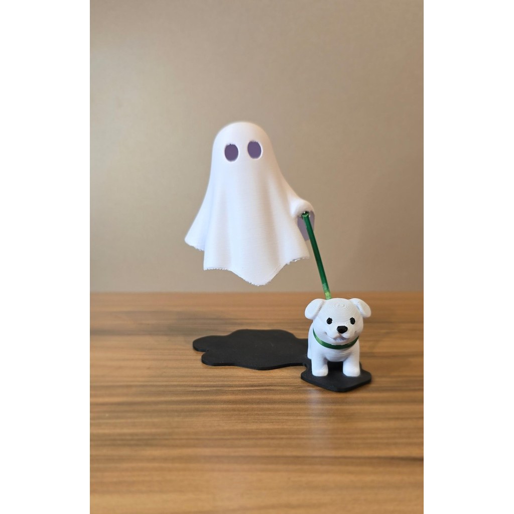 Escultura Fantasma com Cachorro Luminária Decorativa 3D Design Criativo para Mesa Quarto