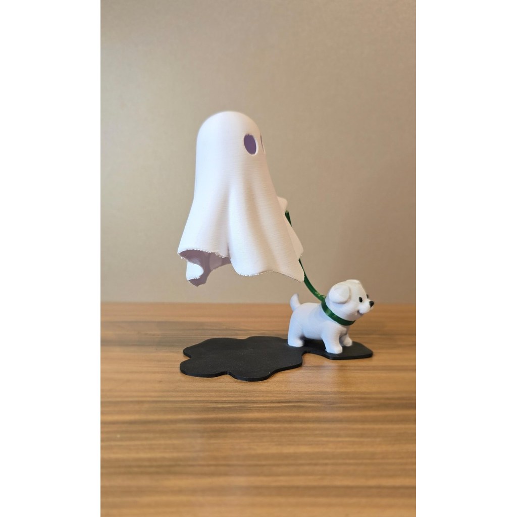 Escultura Fantasma com Cachorro Luminária Decorativa 3D Design Criativo para Mesa Quarto