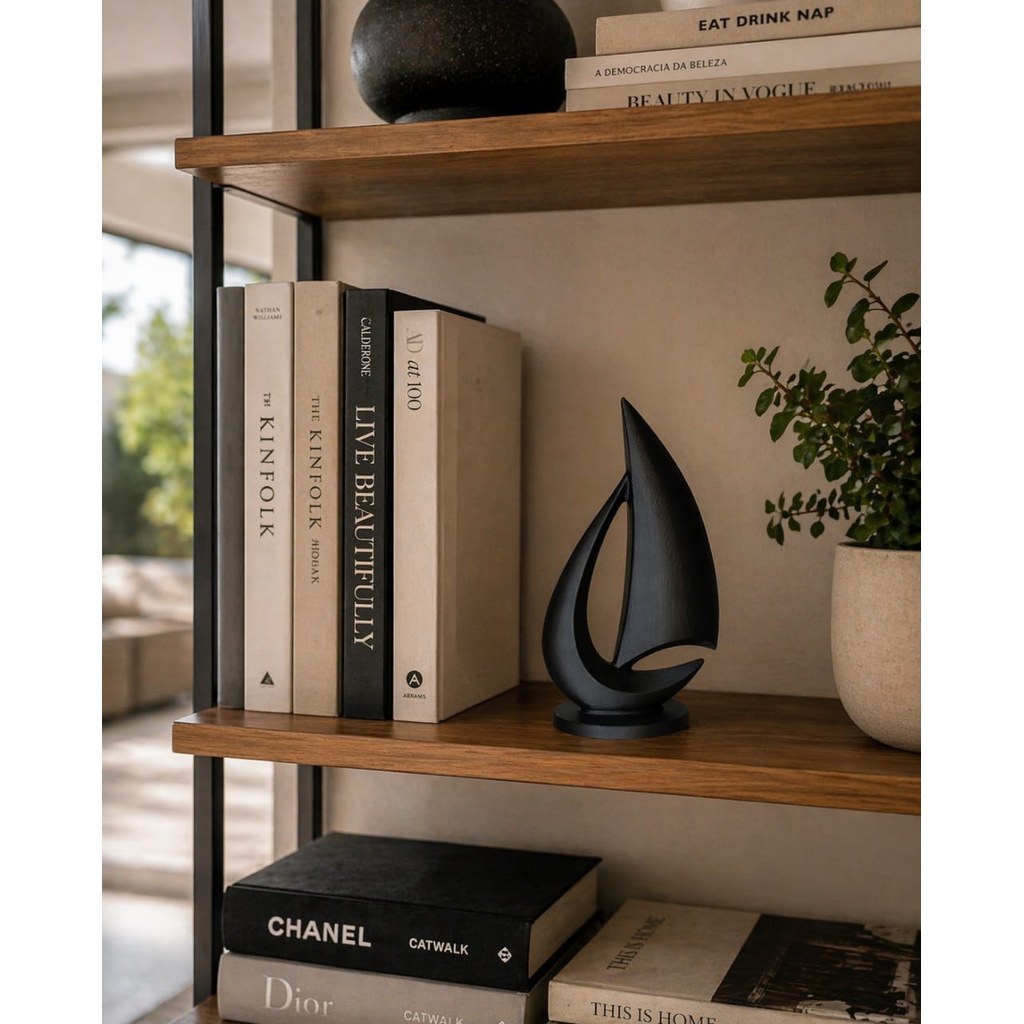 Escultura Barco Vela Abstrato Moderno Design Minimalista Estatueta Decorativa 3D Mesa Sala