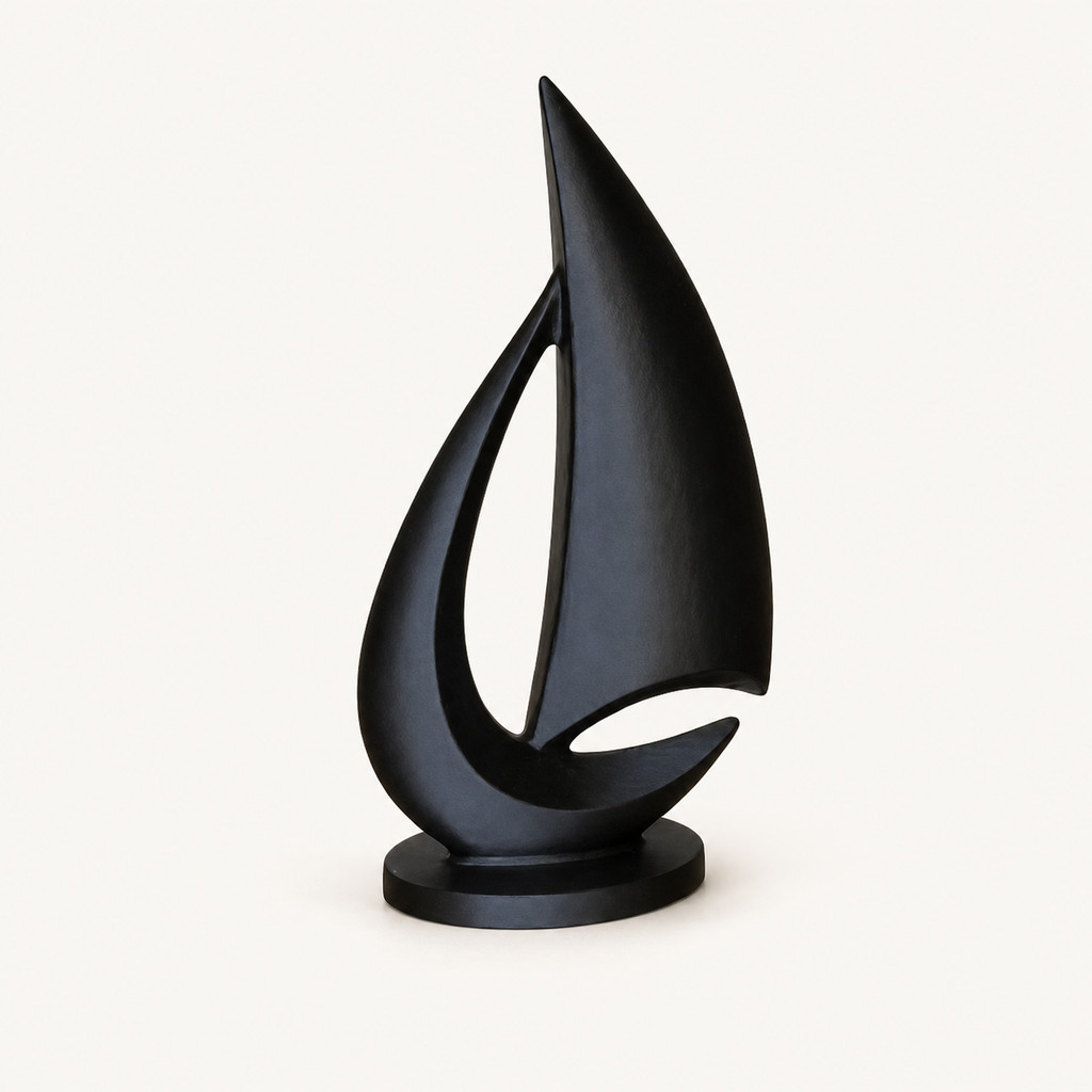Escultura Barco Vela Abstrato Moderno Design Minimalista Estatueta Decorativa 3D Mesa Sala