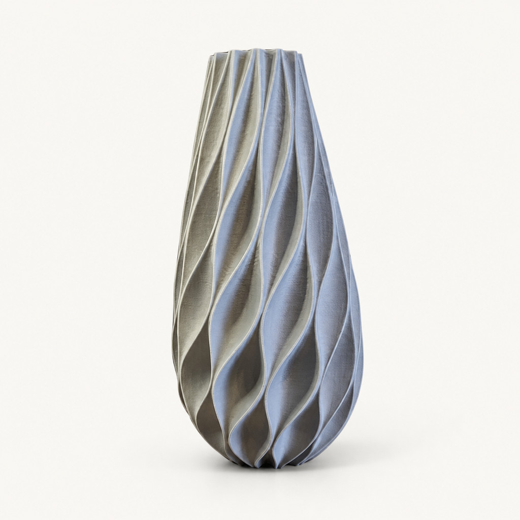 Vaso Decorativo Moderno Design Ondulado Texturizado Impressão 3D para Sala e Mesa