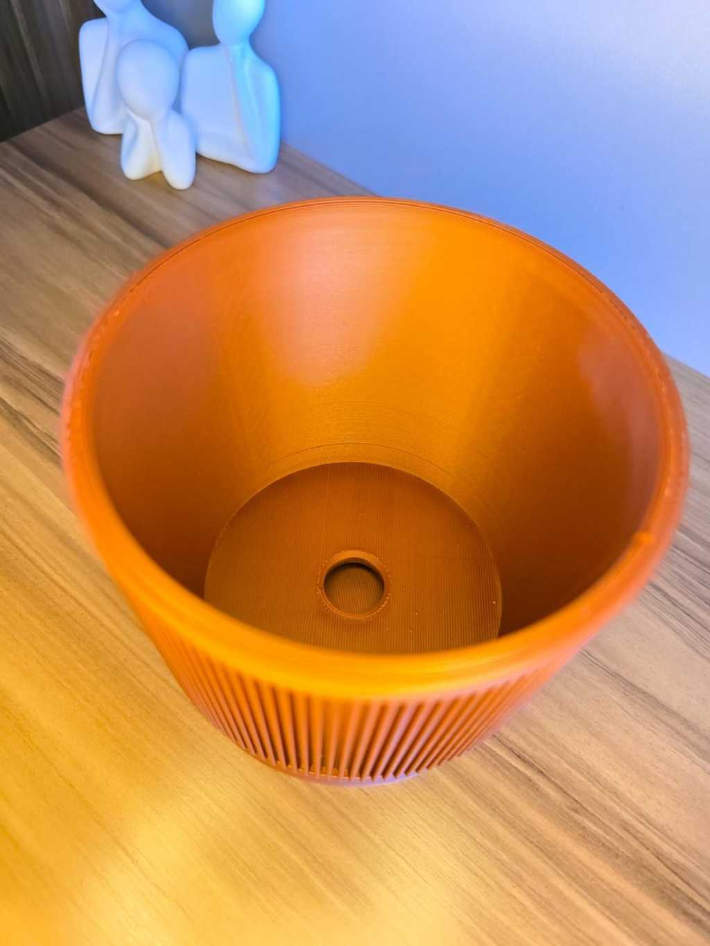 Vaso Decorativo Cilíndrico com Textura Canelada para Mesa Sala Estante