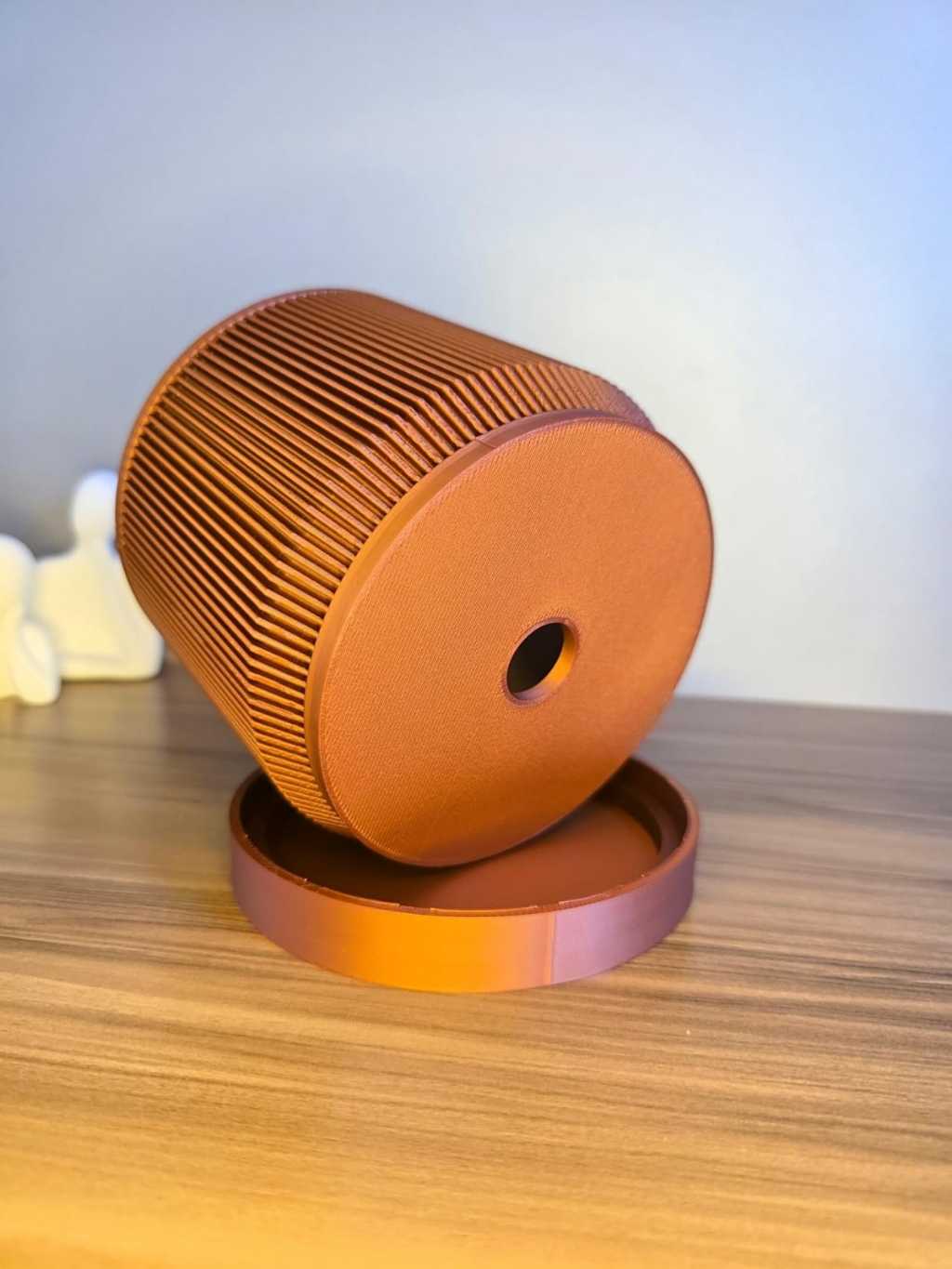 Vaso Decorativo Cilíndrico com Textura Canelada para Mesa Sala Estante