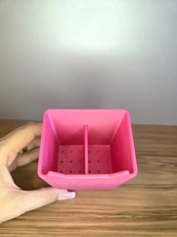 Porta-Lápis Gatinho Rosa Organizador de Mesa Divertido Decorativo