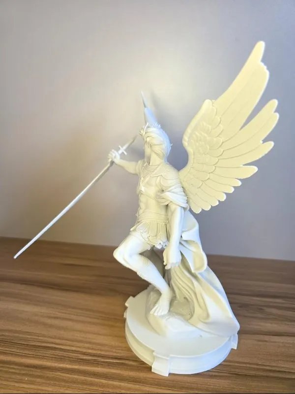 Escultura Arcanjo Miguel Decorativa Religiosa Cristã para Mesa Presente