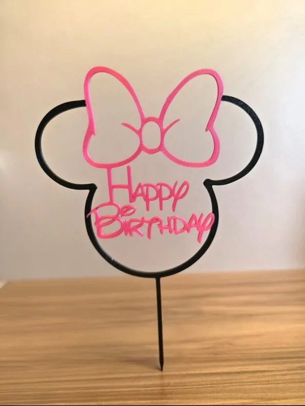 Topo de Bolo Happy Birthday com Laço – Impressão 3D