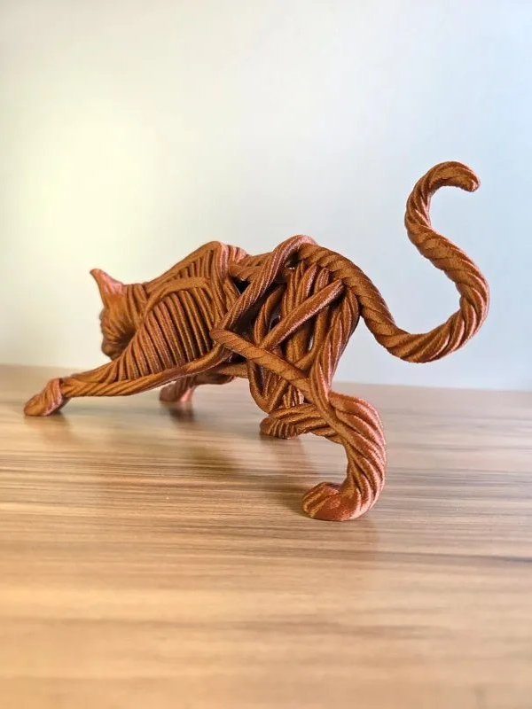 Escultura Decorativa Gato Artístico 3D para Mesa Estante Presente Moderno