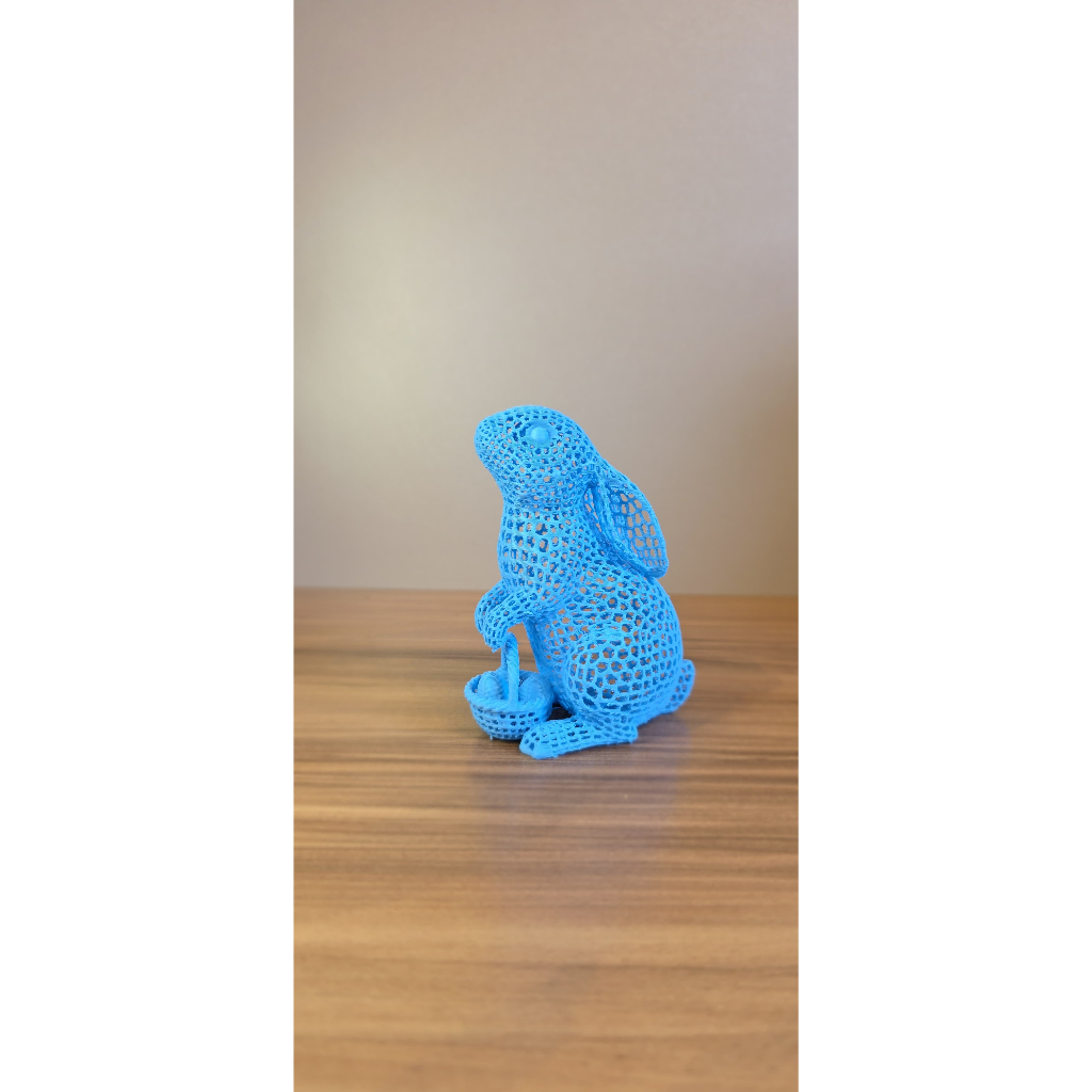Coelho Decorativo Vazado com Cesta | Escultura Coelho Páscoa em Impressão 3D | Decoração Mesa Sala Estante