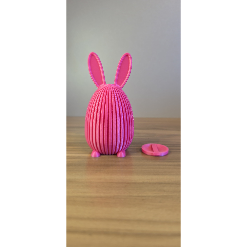 Porta Ovo de Páscoa Coelho com Tampa Decorativo em Impressão 3D Presente Criativo