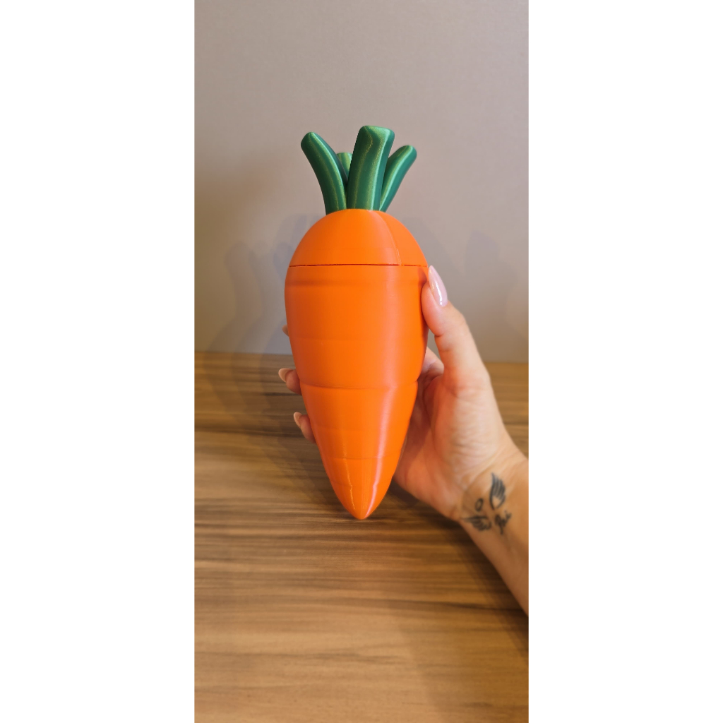 Cenoura Porta Chocolate com Tampa | Porta Ovos de Páscoa Decorativo em Impressão 3D