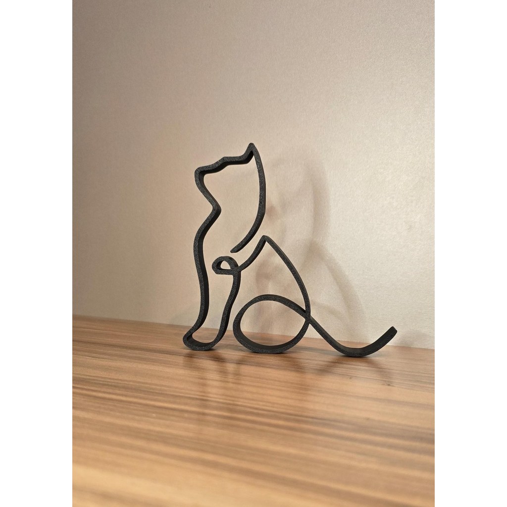 Escultura Gato Minimalista Decorativo 3D Preto Elegante Moderno Decoração
