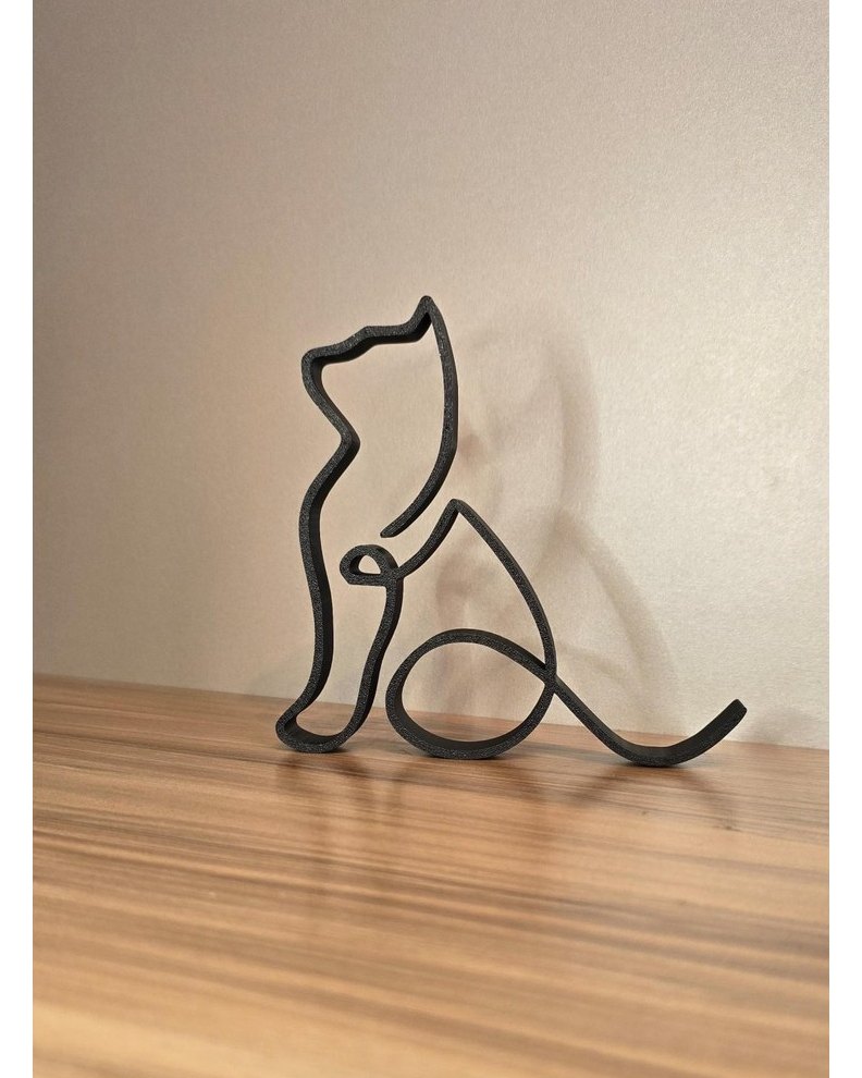 Escultura Gato Minimalista Decorativo 3D Preto Elegante Moderno Decoração