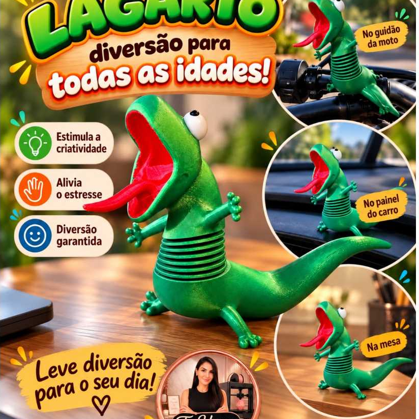 Lagarto Articulado Fidget Toy Impressão 3D Brinquedo Decorativo Anti Stress Colecionável