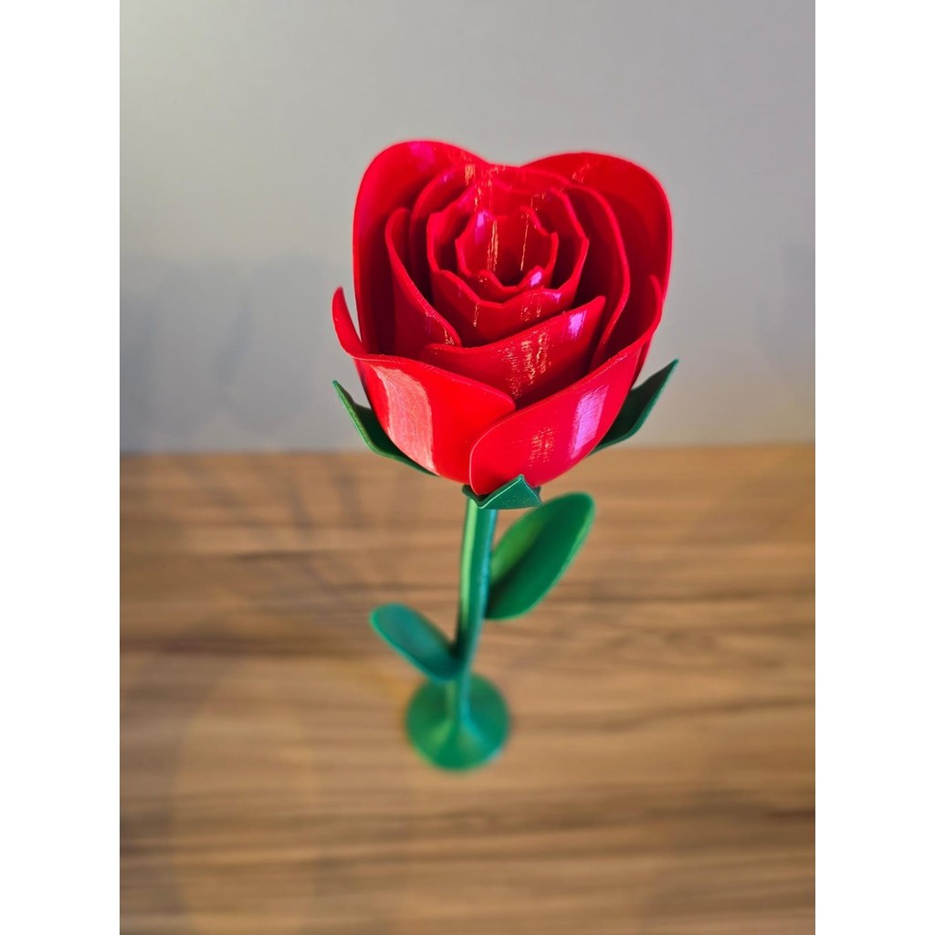 Rosa Vermelha Decorativa Impressão 3D Design Moderno Flor Artificial para Mesa e Ambiente