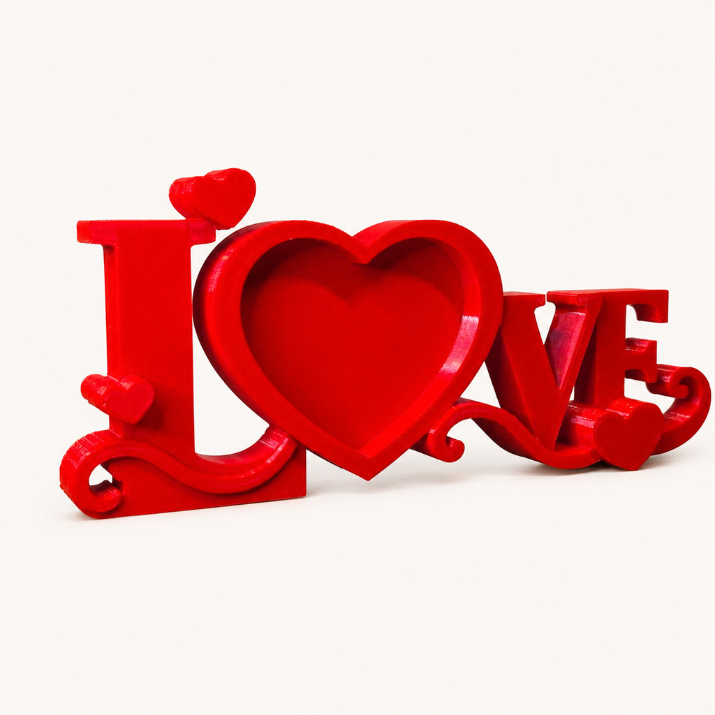 Porta Retrato LOVE Vermelho Decoração Romântica Presente Namorados Casamento Impressão 3D