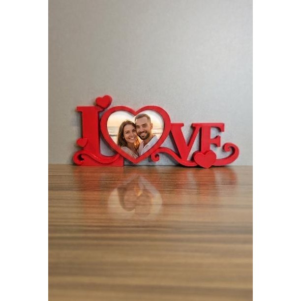 Porta Retrato LOVE Vermelho Decoração Romântica Presente Namorados Casamento Impressão 3D