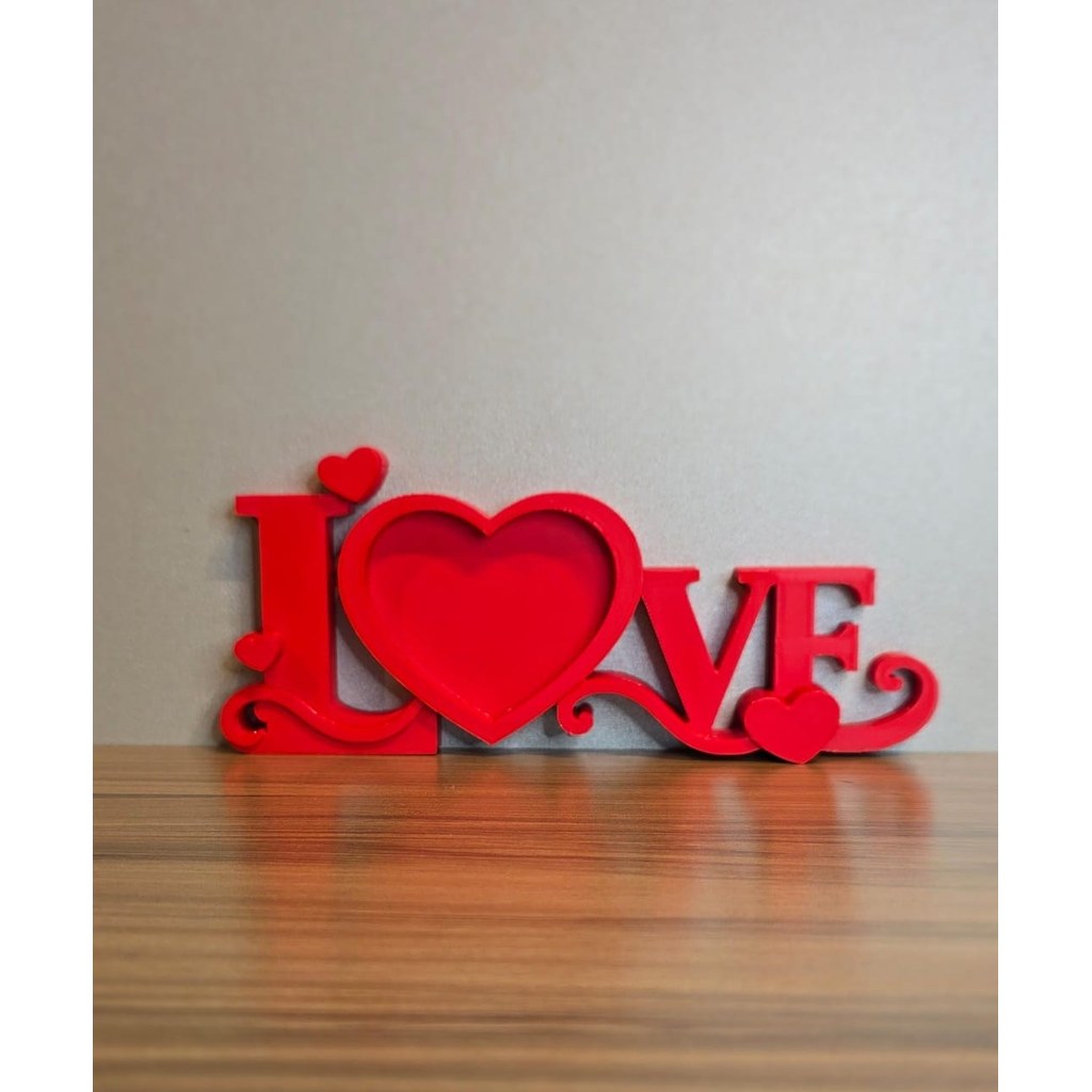 Porta Retrato LOVE Vermelho Decoração Romântica Presente Namorados Casamento Impressão 3D