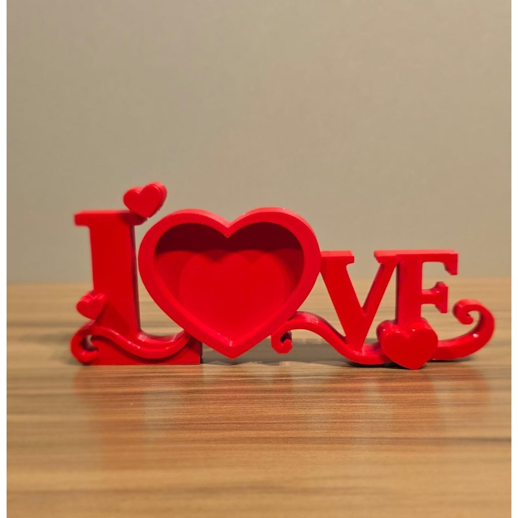 Porta Retrato LOVE Vermelho Decoração Romântica Presente Namorados Casamento Impressão 3D