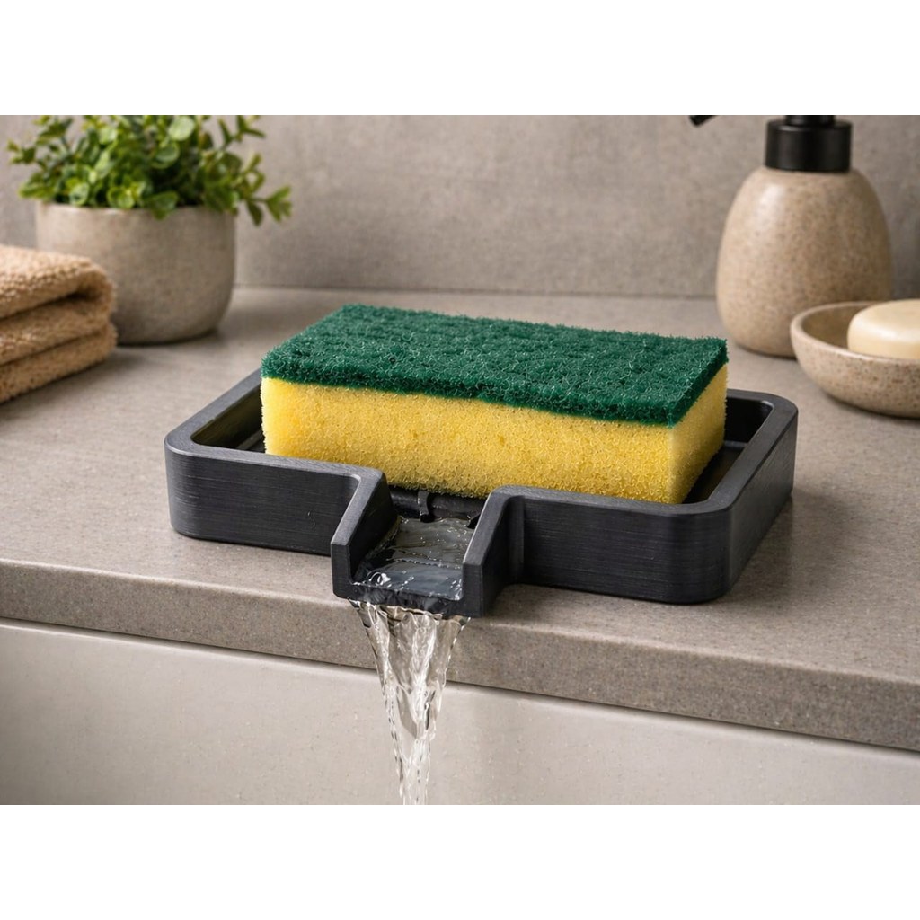 Kit Suporte Pia + Descanso Colher 3D Organizador Cozinha Escorredor Esponja Prático