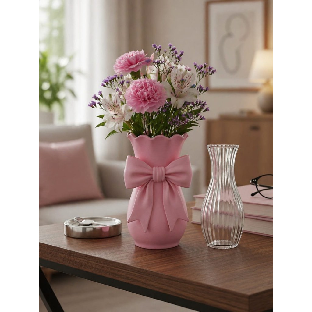 Vaso Decorativo Laço Grande Design Romântico Estilo Shabby Chic para Mesa e Sala