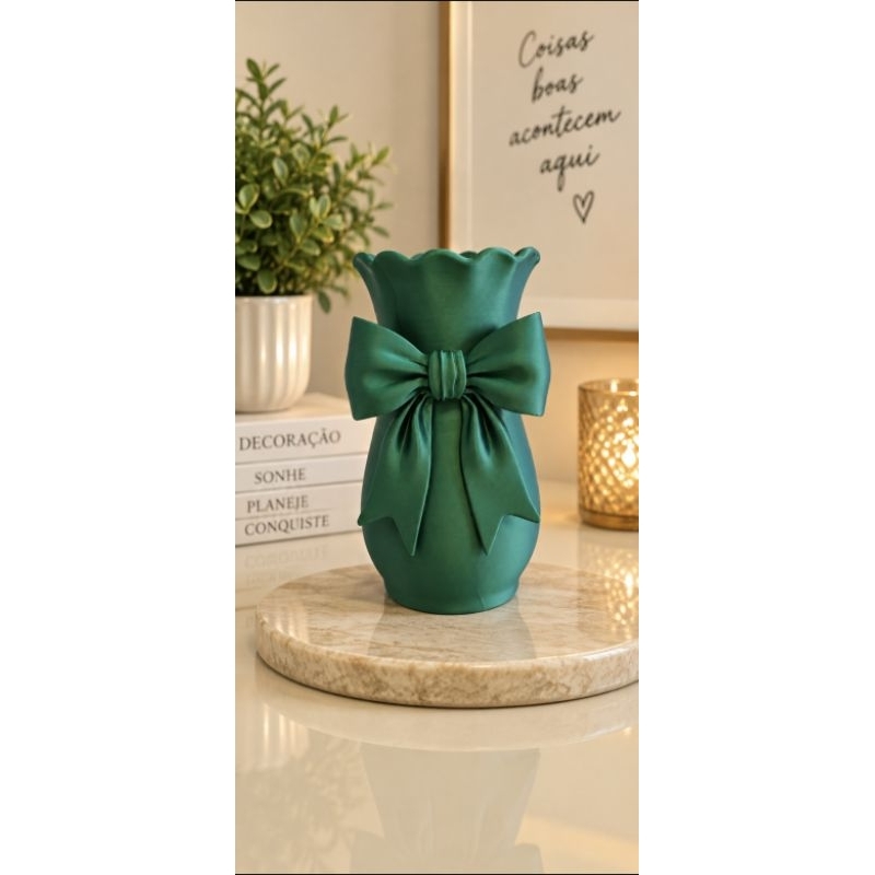 Vaso Decorativo Laço Grande Design Romântico Estilo Shabby Chic para Mesa e Sala