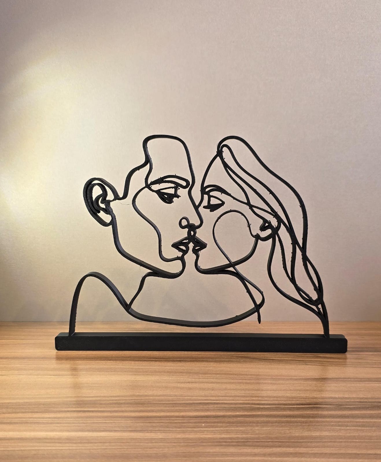 Escultura Casal Abstrato Decorativo 3D Minimalista Moderno Presente Romântico