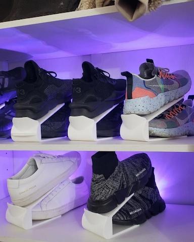 Suporte Organizador de Tênis Ajustável Expositor Calçados Economia Espaço 3D