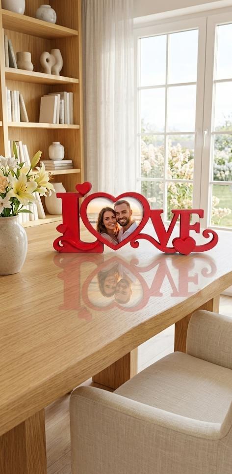 Porta Retrato LOVE Vermelho Decoração Romântica Presente Namorados Casamento Impressão 3D