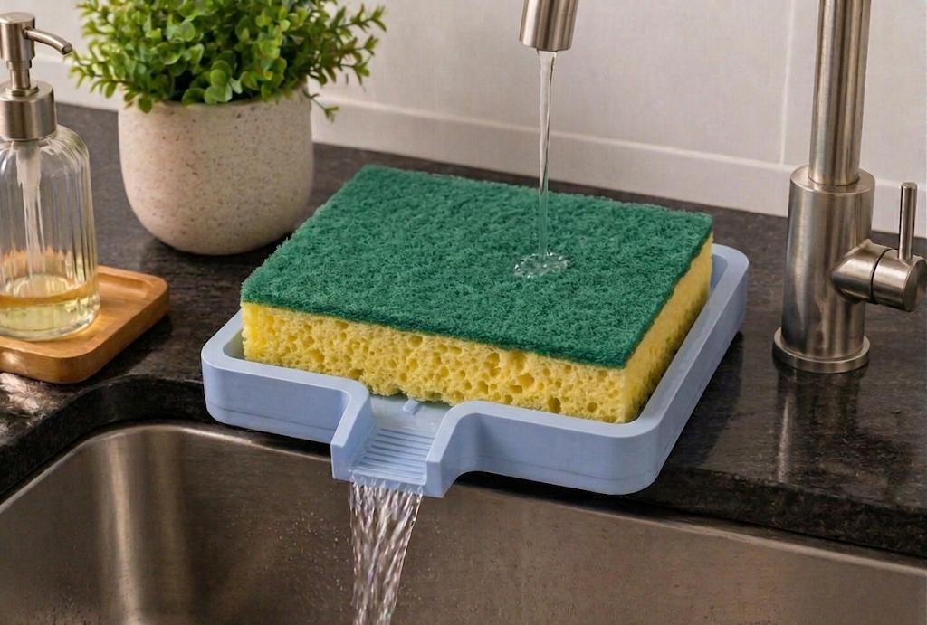 Kit Suporte Pia + Descanso Colher 3D Organizador Cozinha Escorredor Esponja Prático