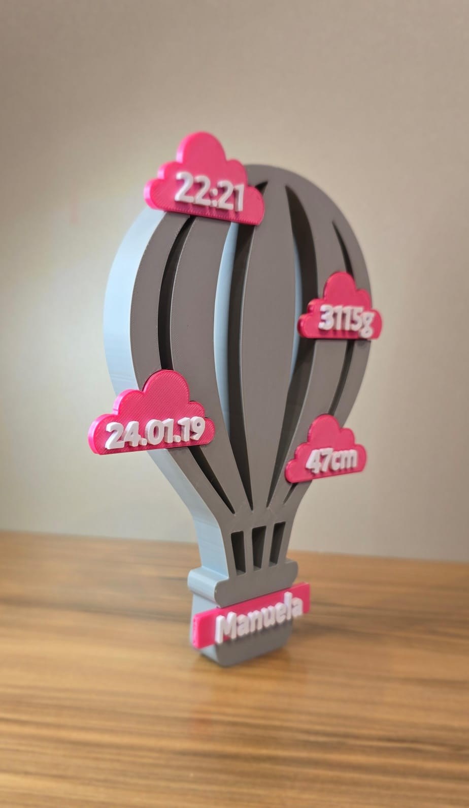 Enfeite Balão de Ar Quente Personalizado Nascimento Bebê Decoração Quarto Maternidade