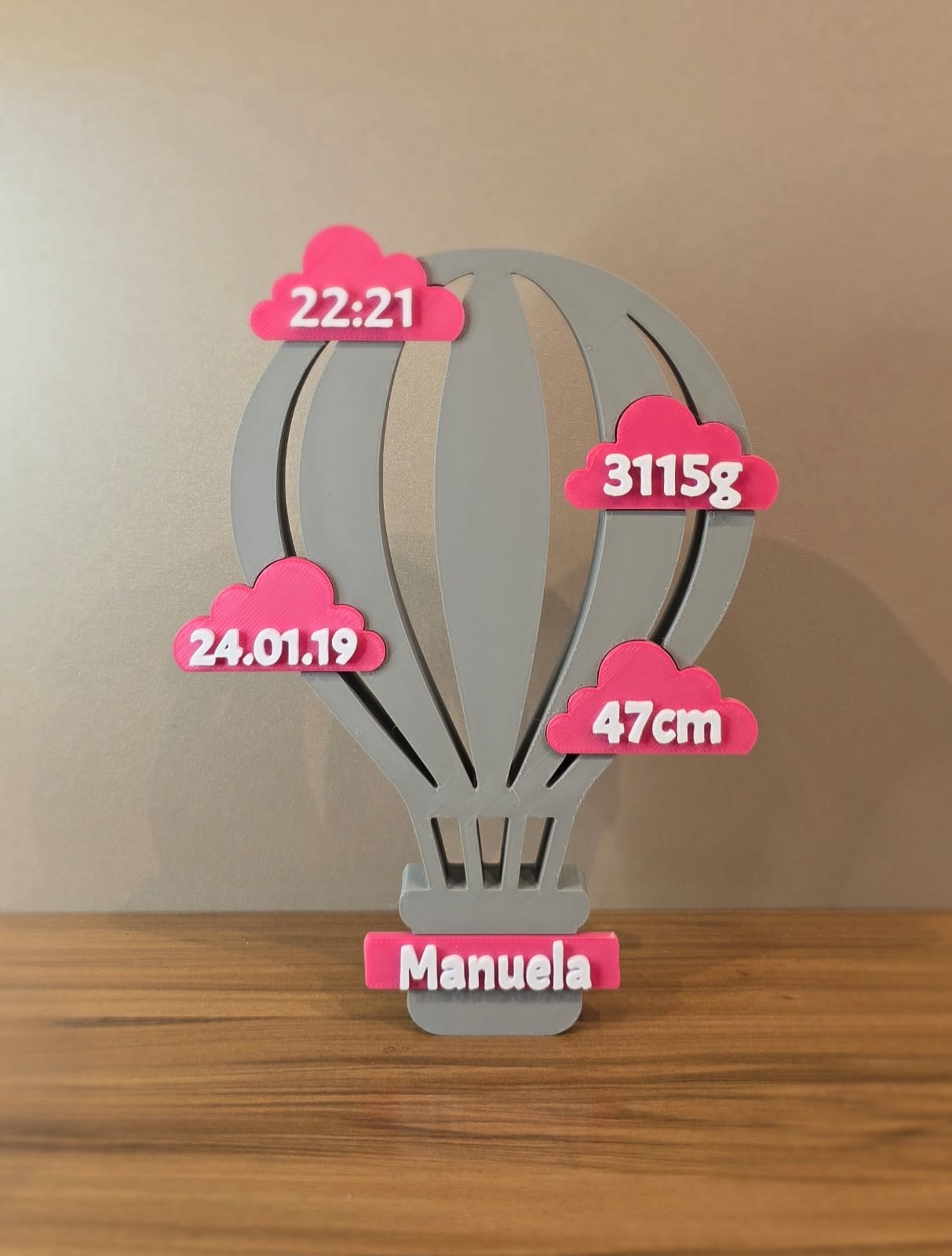 Enfeite Balão de Ar Quente Personalizado Nascimento Bebê Decoração Quarto Maternidade