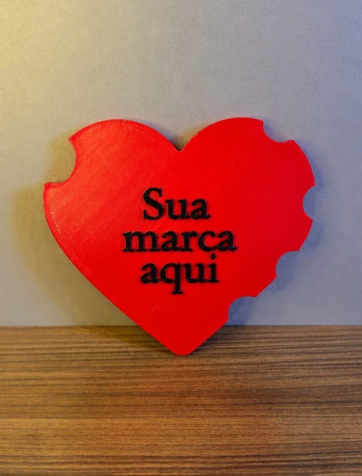 Placa Coração Personalizada com Sua Marca em 3D para Decoração de Salão e Esmalteria
