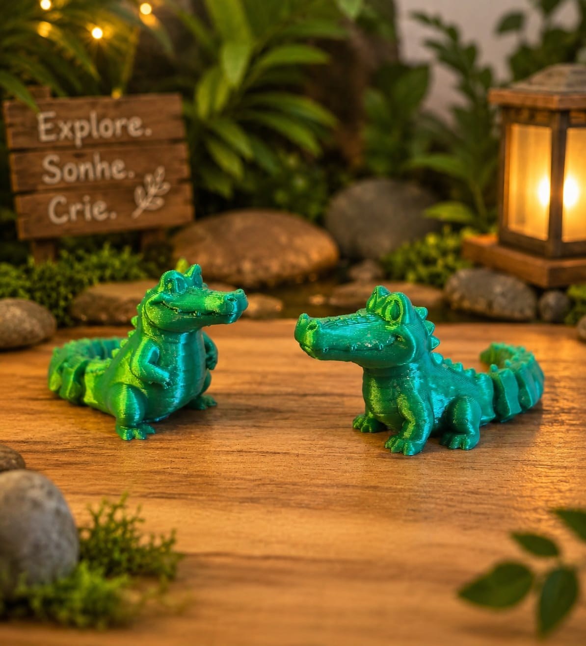 Estatueta Jacaré Flexível Articulado Impressão 3D Decoração Quarto Infantil Mesa