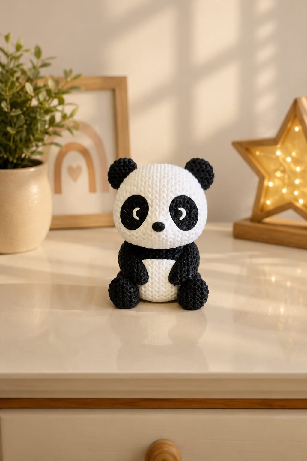 Panda Amigurumi Artesanal Decorativo Fofo, Feito em 3D Presente Criativo para Crianças
