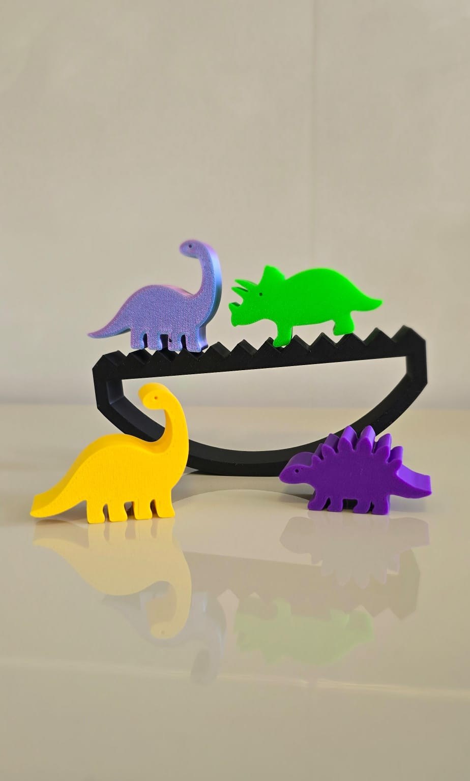 Jogo de Equilíbrio Dinossauros Coloridos Brinquedo Educativo Infantil Impressão 3D