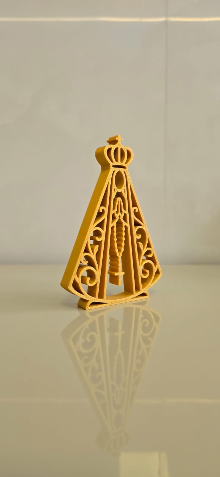 Escultura Nossa Senhora Aparecida Vazada Oração Fé Decoração Religiosa Estilo Moderno