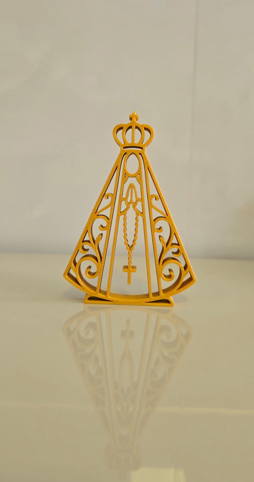 Escultura Nossa Senhora Aparecida Vazada Oração Fé Decoração Religiosa Estilo Moderno