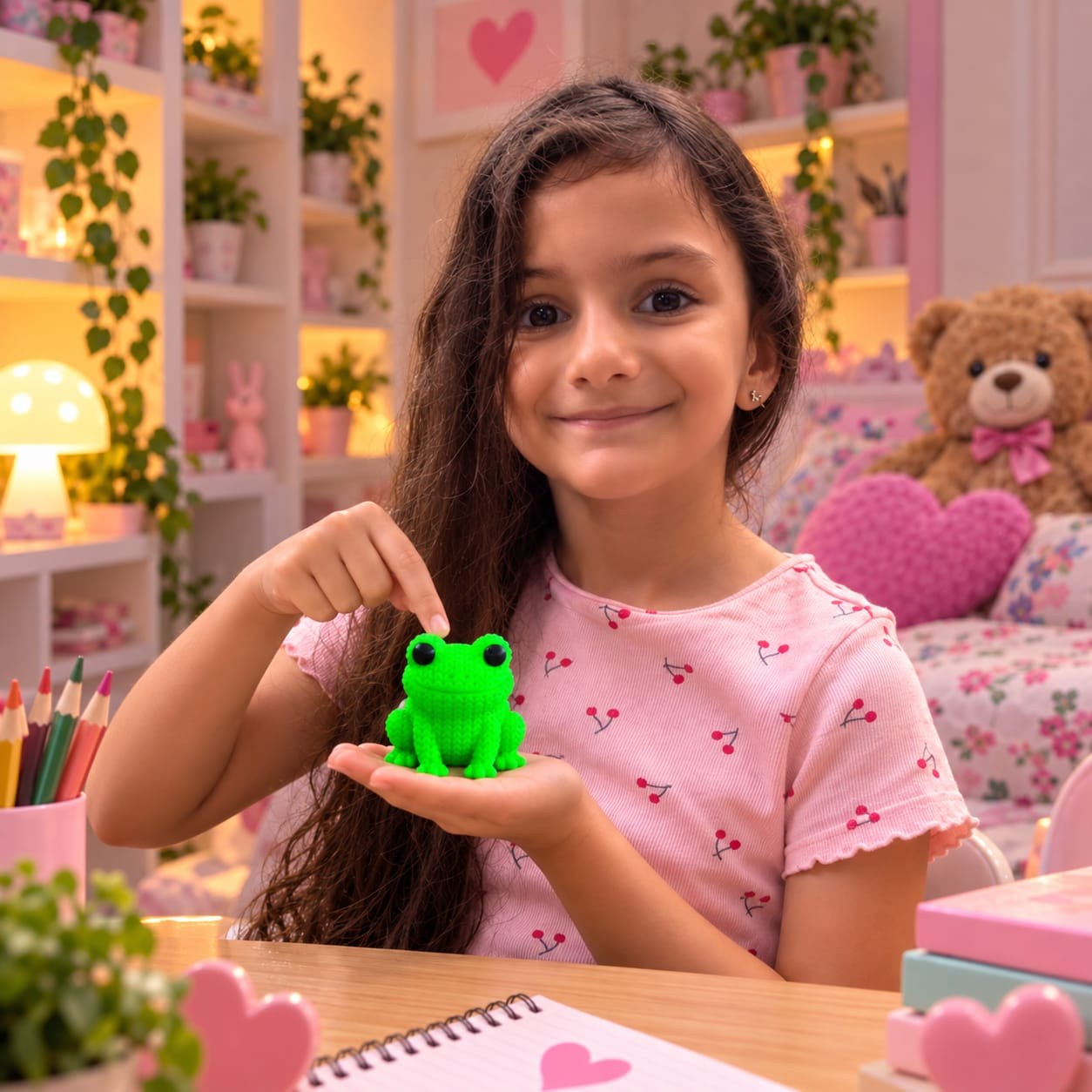Mini Escultura de Sapinho Fofo Texturizado em Impressão 3D para Decoração Infantil