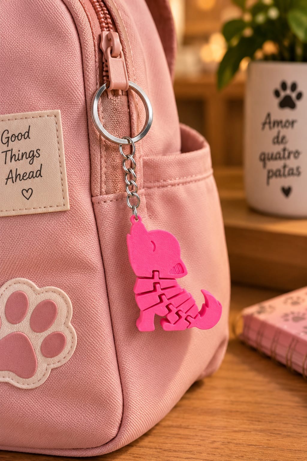 Chaveiro Gato Articulado em Impressão 3D Design Criativo para Mochila, Bolsas e Chaves