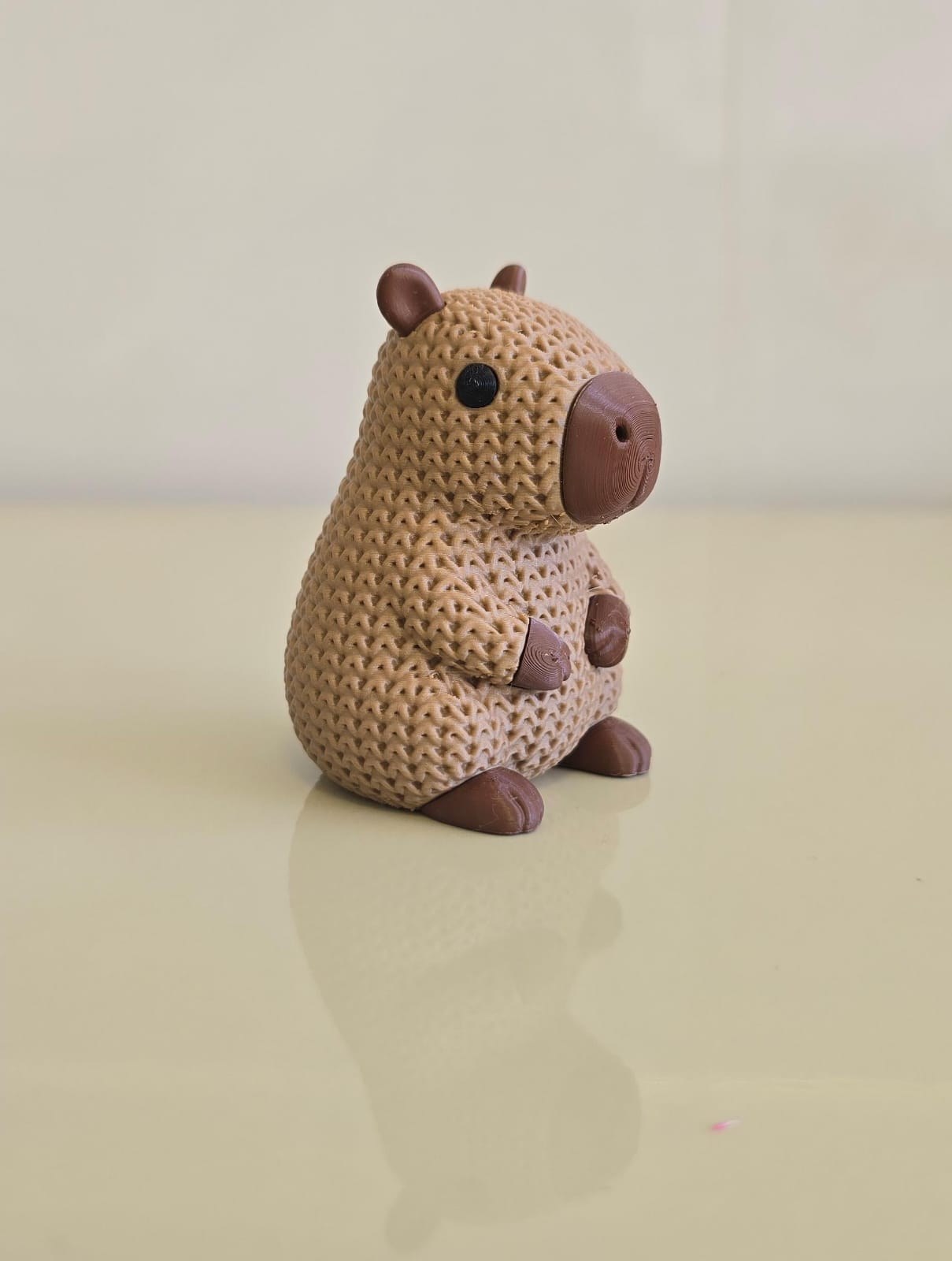 Capivara Decorativa com Textura Crochê Estatueta 3D Artesanal Charmosa para Sala